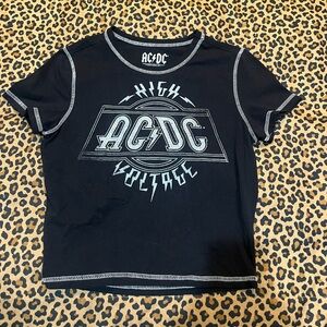 AC/DC Rhinestone black and white crop top